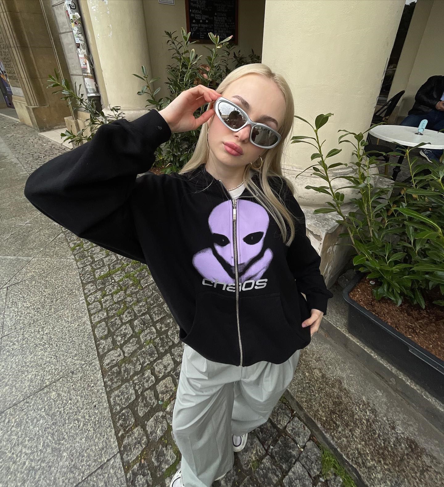 Women s Hoodies Sweatshirts Y2K Skeleton Zip Up Oversized 2023 autumn Goth Women Grunge Hooded Jacket Streetwear clothing 230804