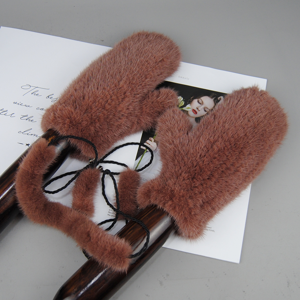 Fingerless Gloves Winter Real Mink Fur Fashion Soft Warm 100 Natural Lady Good Elastic Genuine Knitted Glove 230804