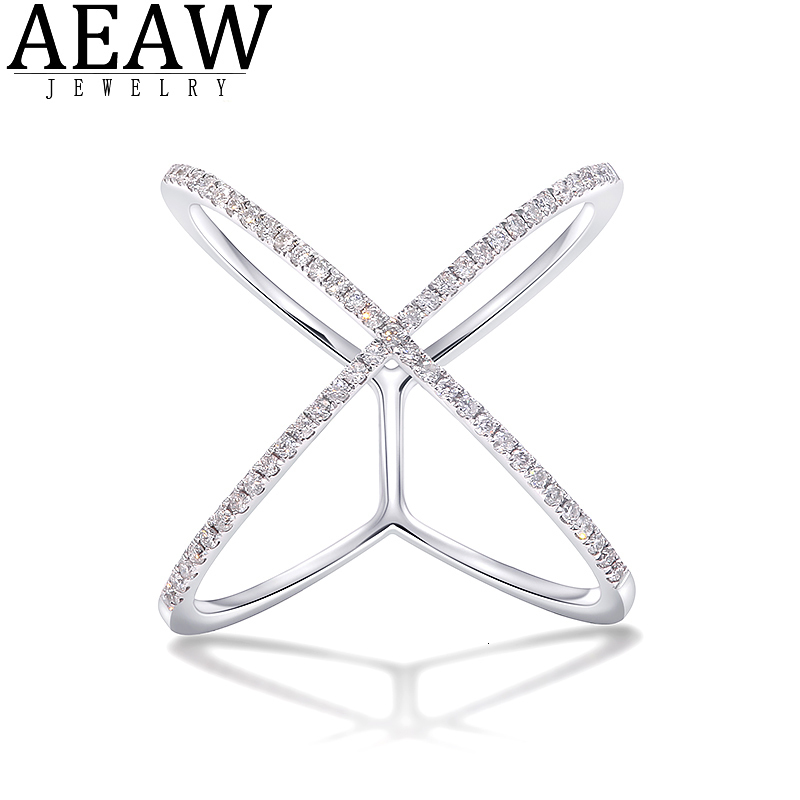 Wedding Rings AEAW 18k white Gold Plated Silver DF Round Cut Engagement band Lab Grown Diamond Band Ring for Women 230804