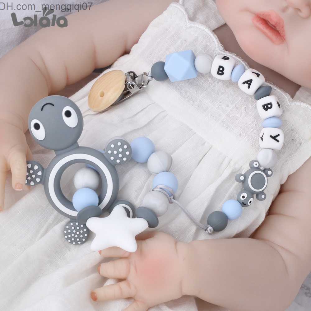 Pacifier Holders Clips# New personalized name silicone dental pacifier clip without bisphenol A bead silicone pacifier chain bracket baby pacifier Z23