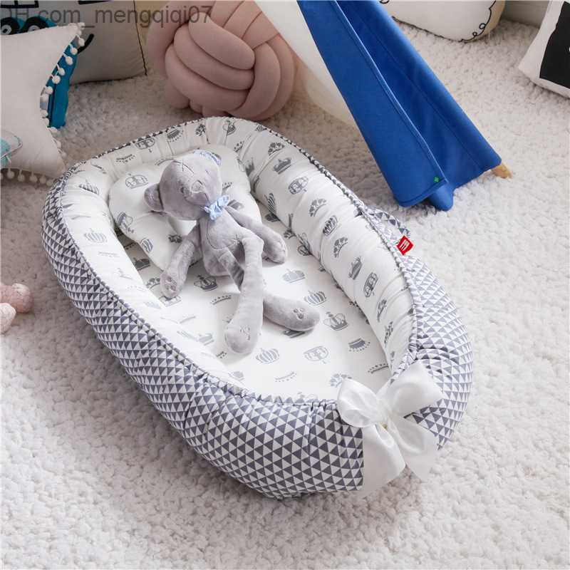 Bassinets Cradles 85 * 50cm baby crib with pillow portable crib cotton cradle suitable for newborns with bass bumper Z230804
