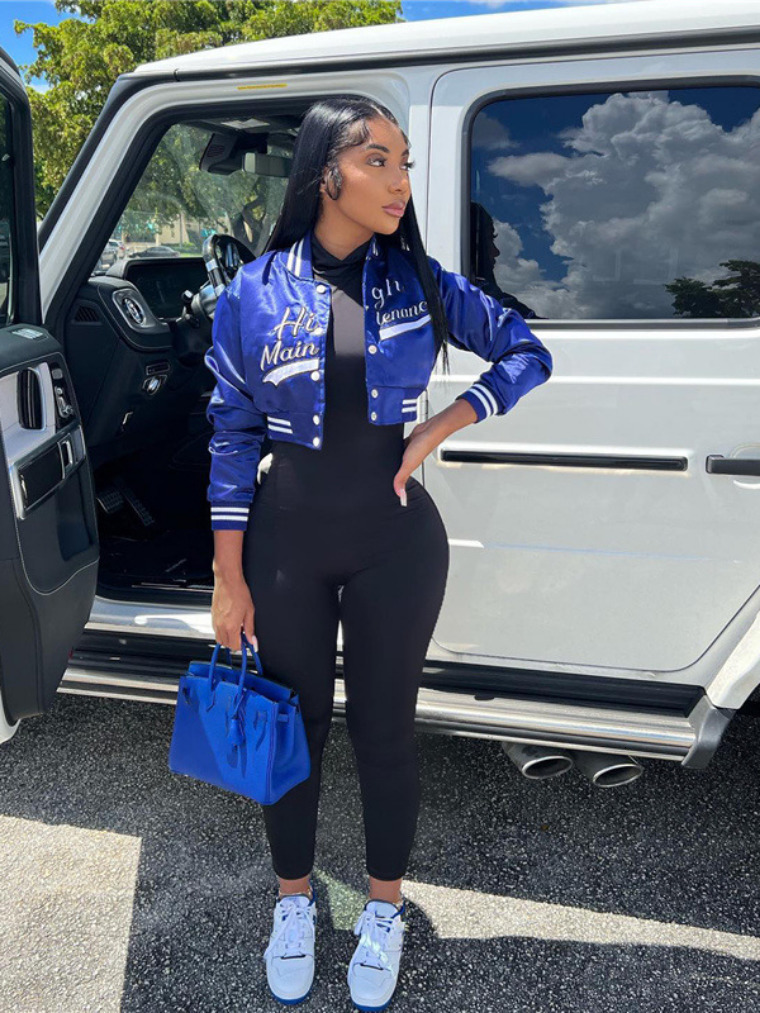 Women's Jackets Letter Embroidery Women's Bomber Jacket Y2K Streetwear Fashion Single Breasted Slim Short Coats Varsity Jackets Outerwear 23