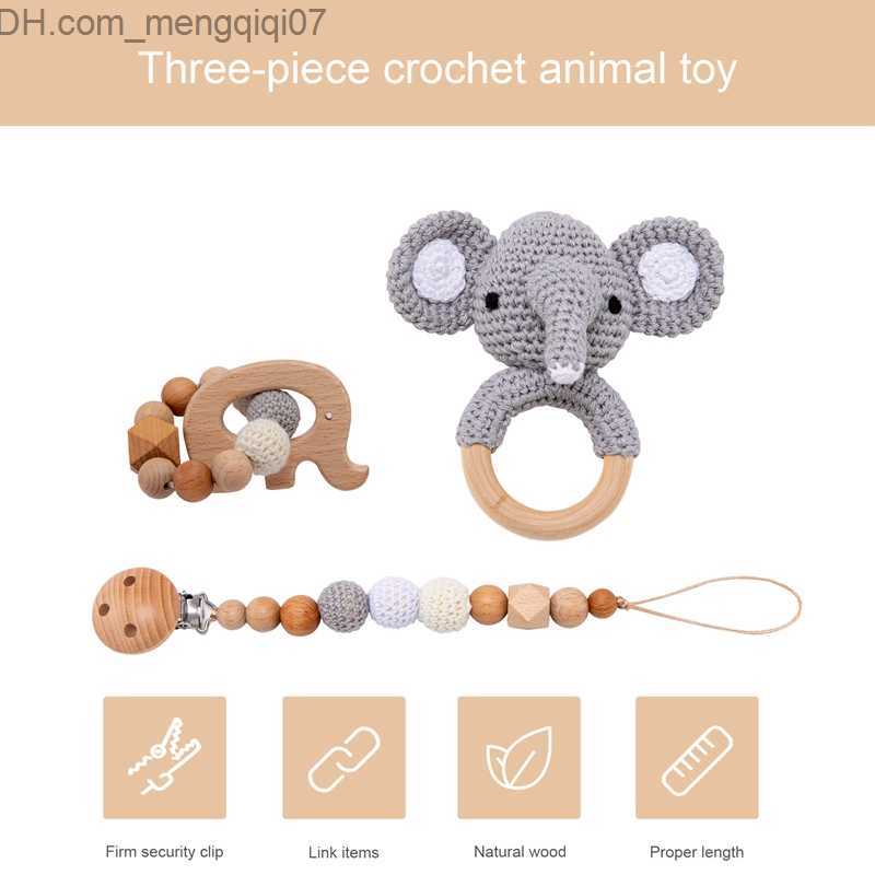 Pacifier Holders Clips# 1 set of baby mouse wood crochet elephant clock music teeth bracelet pacifier dummy clip gym play cowboy baby product toys Z23