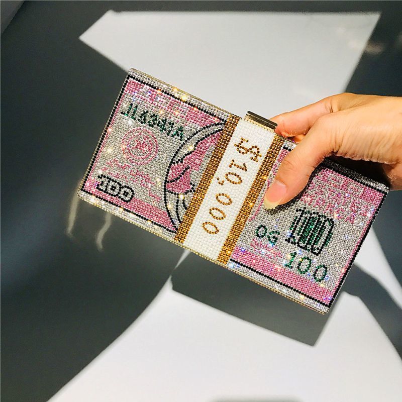 Evening Bags Money Clutch Purse 10000 Dollars Stack of Cash Handbags Shoulder Wedding Dinner Bag 230803