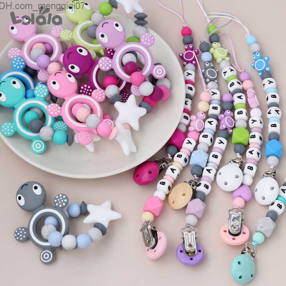Pacifier Holders Clips# New personalized name silicone dental pacifier clip without bisphenol A bead silicone pacifier chain bracket baby pacifier Z23