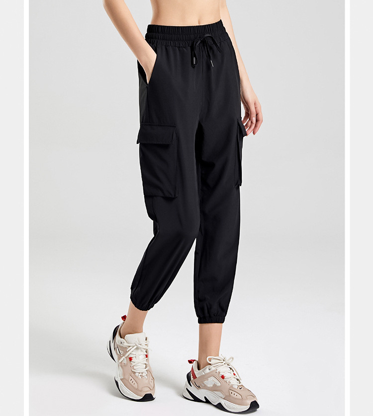 L018 Women Jogging Yoga Loose Pocket Joggers Soft High Waist Big Pockets Elastic Casual Pants Drawstring Legs Sweatpants