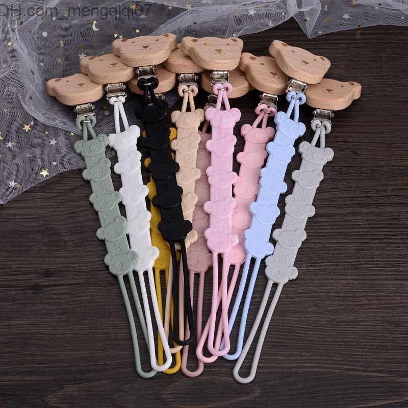 Pacifier Holders Clips# Cartoon animal wooden baby pacifier clip silicone dental forceps baby dummy anti drip chain oral care chewing toy Z230804
