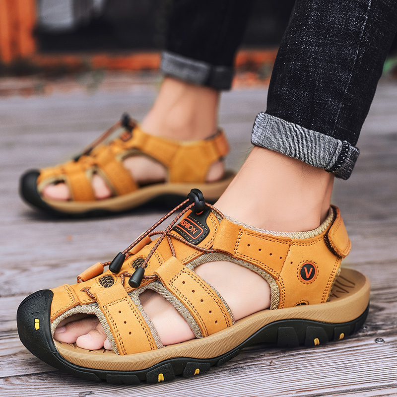 Sandals Leather Men Shoes Summer Large Size Men's Sandals Men Sandals Fashion Sandals Slippers Big Size 38-47 230804 - view 7