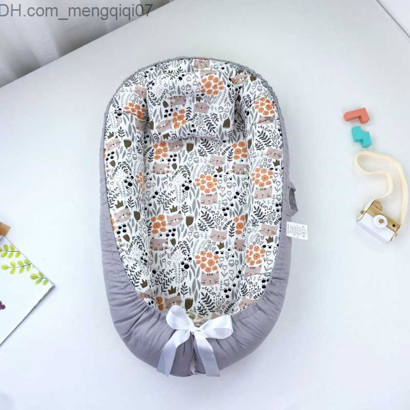 Bassinets Cradles Baby crib with pillow baby cotton cradle suitable for newborn portable crib travel 90x50x12cm baby subwoofer bumper Z230804