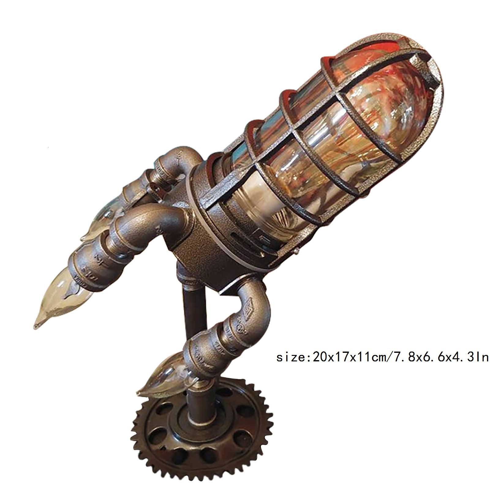 Other Home Decor Vintage Rocket Ship Lamp Steampunk Industrial Desk Night Lights Decoractive Bedside Table Light for Bar Bedroom Decor Kids Gifts 2308