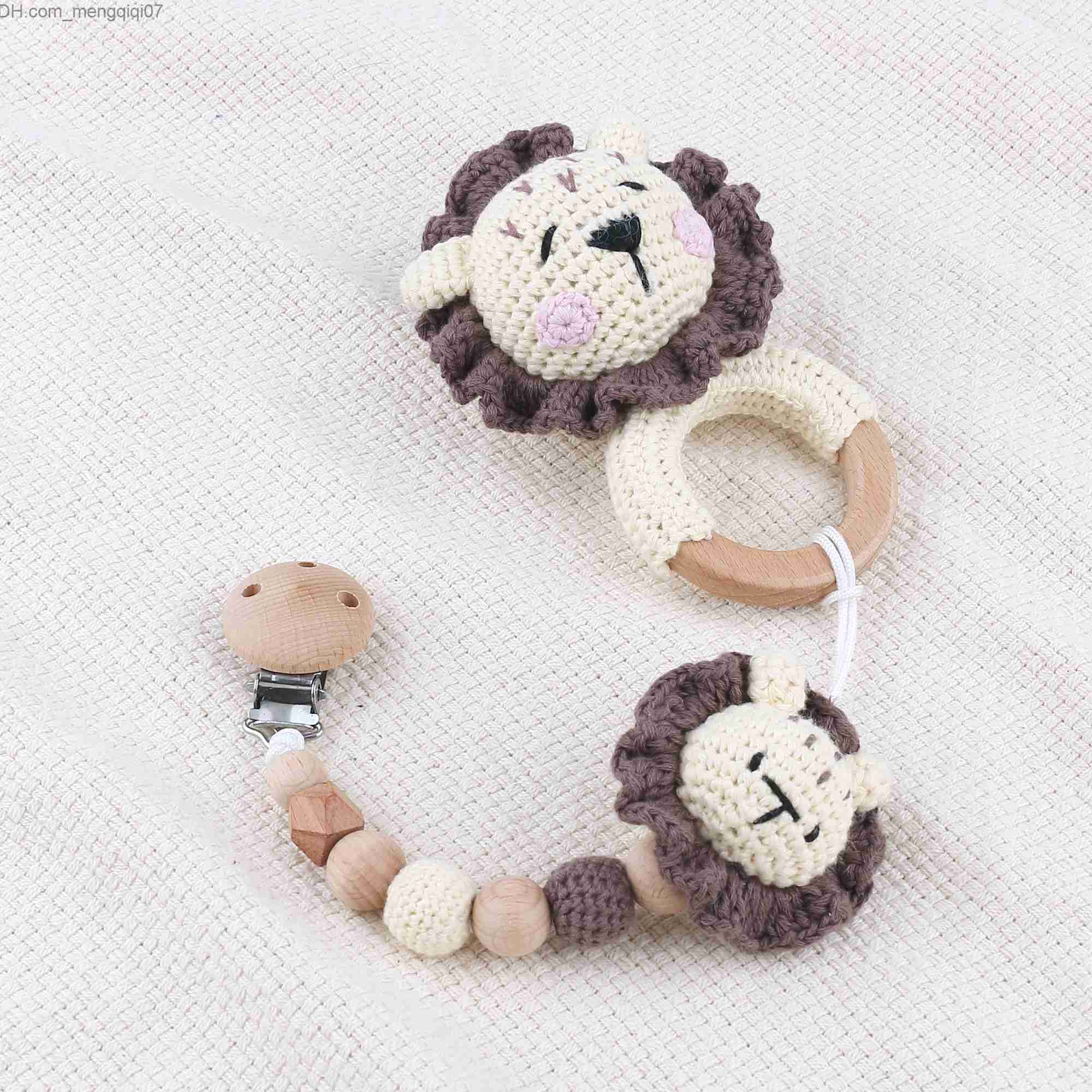 Pacifier Holders Clips# 2PCS/set of newborn music Rattlesnake cute cartoon animal crochet Rattlesnake toy with baby pacifier free delivery items Z2308