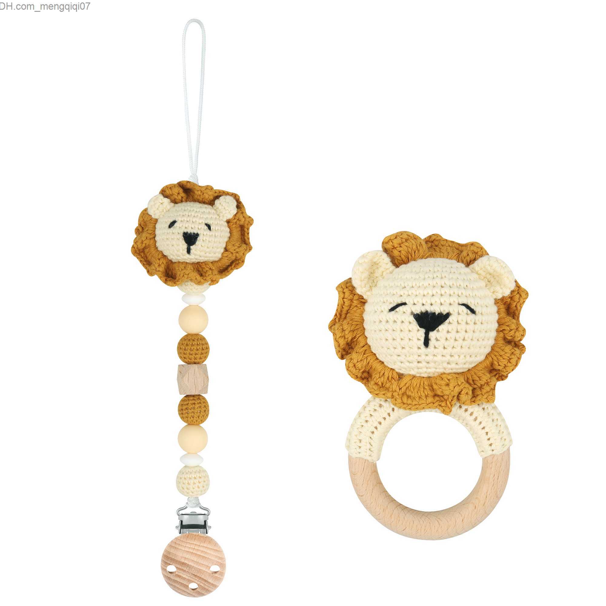 Pacifier Holders Clips# 2PCS/set of newborn music Rattlesnake cute cartoon animal crochet Rattlesnake toy with baby pacifier free delivery items Z2308