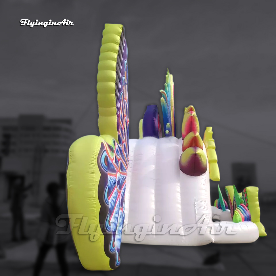 Beautiful Large White Inflatable Tent Concert Stage Performance Dj Booth Air Blow Up Cabin With Butterfly Wings For Carnival Event