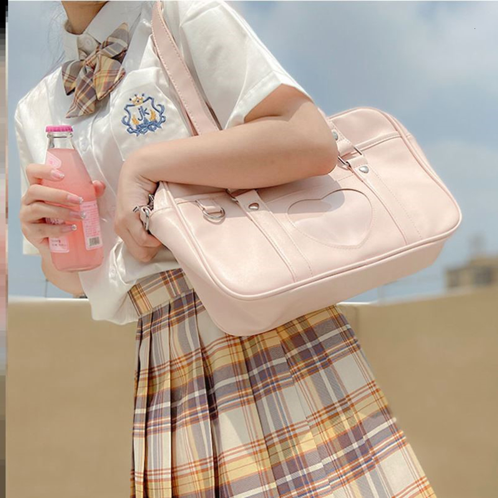 Backpacks Japanese Lolita Heart JK School Uniform Bags Fashion Women PU Leather Student Handbag Cosplay Anime Shoulder Bag 230803