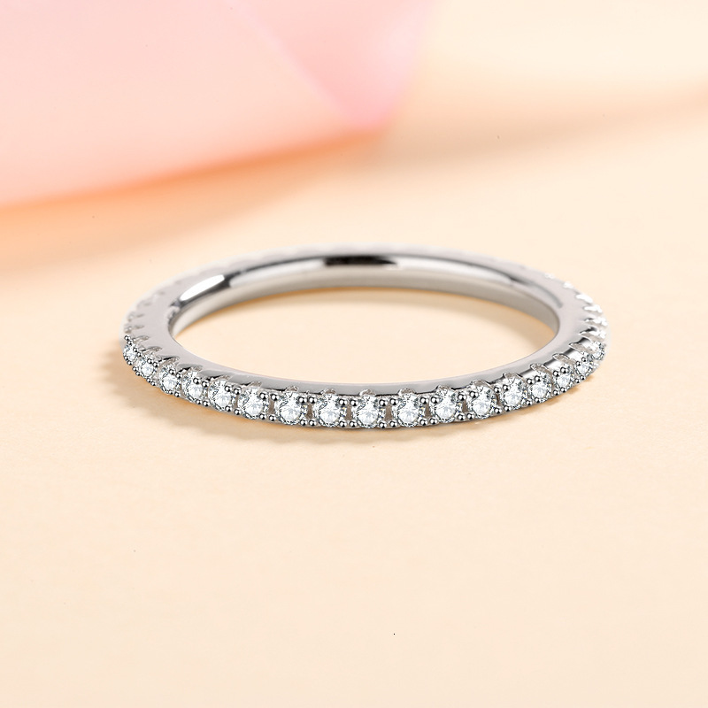 Wedding Rings Smyoue 18k Plated 0 57ct Full Enternity Ring Forn Women S925 Sterling Silver Matching Diamond Band Jewelry 230804