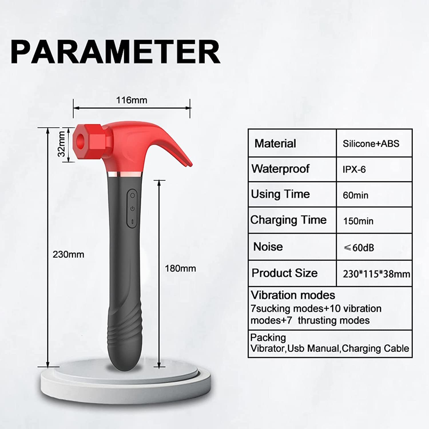 Vibrators LICKLIP 4IN1 Love Hamma Vibrator G Spot Clitoris Stimulation Dildo Hammer Shape Vibrator Sucker Vibration Sex Toy For Women 18 230803 - view 7