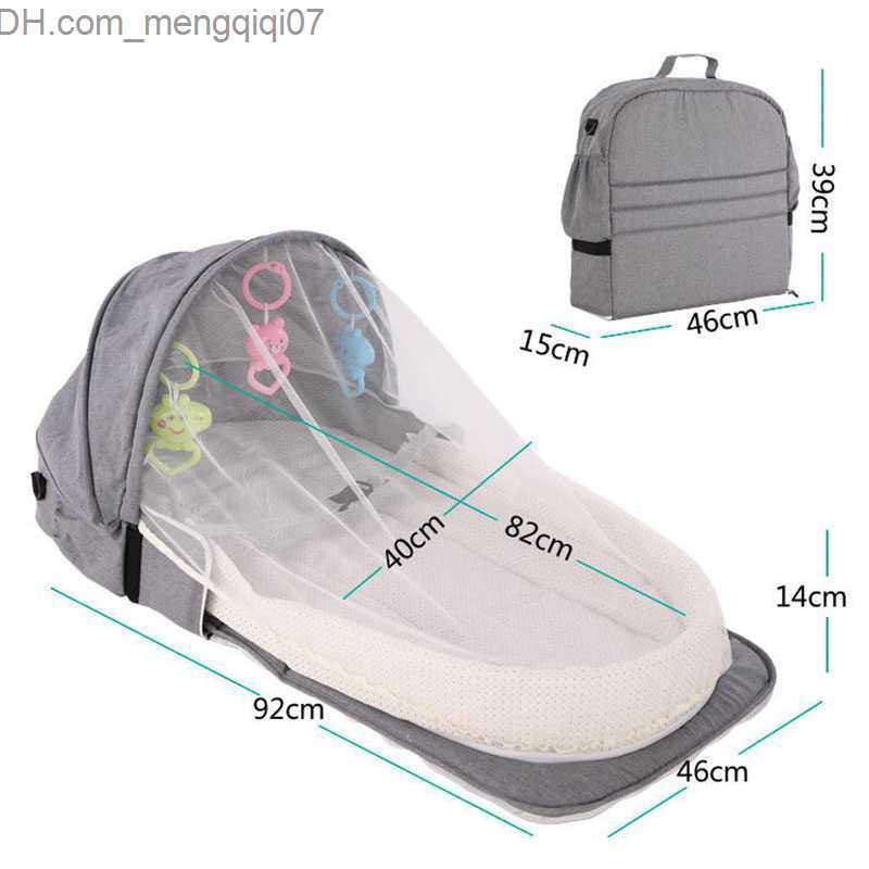 Bassinets Cradles Foldable diaper bag travel crib mosquito net baby stroller bag baby stroller backpack portable baby sleeping mat wooden bag Z230804