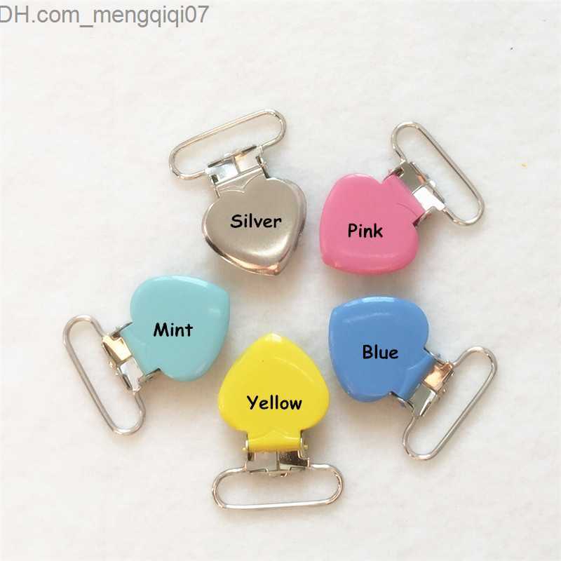 Pacifier Holders Clips# Chenkai 50 pieces 25mm 1 inch baby pacifier metal heart clip DIY MAM dummy lipstick suspension tooth charm chain shelf toy cli