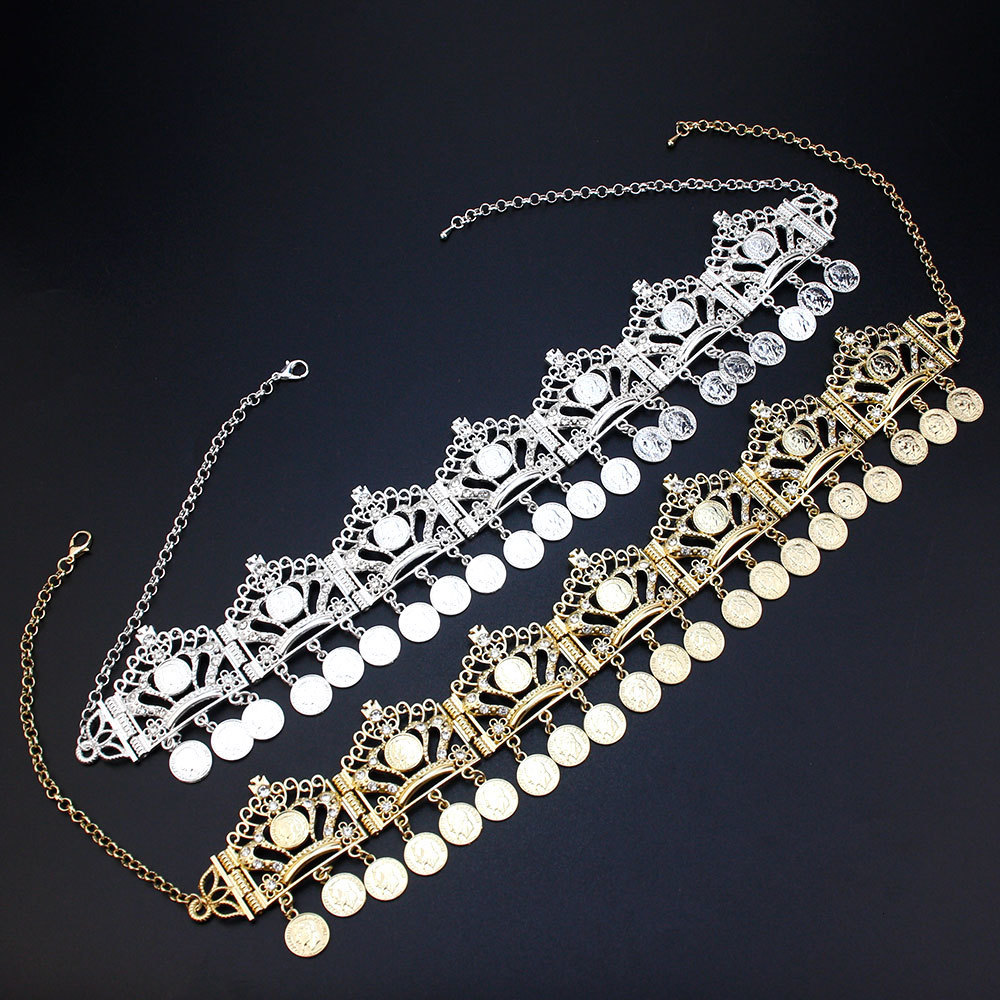 Wedding Hair Jewelry Sunspicems Forehead Chain Algeria HairChain Hairware HairBand Gold Color Napoleon Coins Tassel Accessory Bride Gift 230804