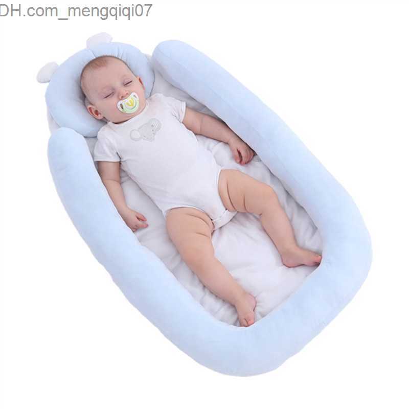 Bassinets Cradles 74x50CM portable crib travel bed baby nest with pillow baby cotton cradle suitable for newborns with bass bumper Z230805