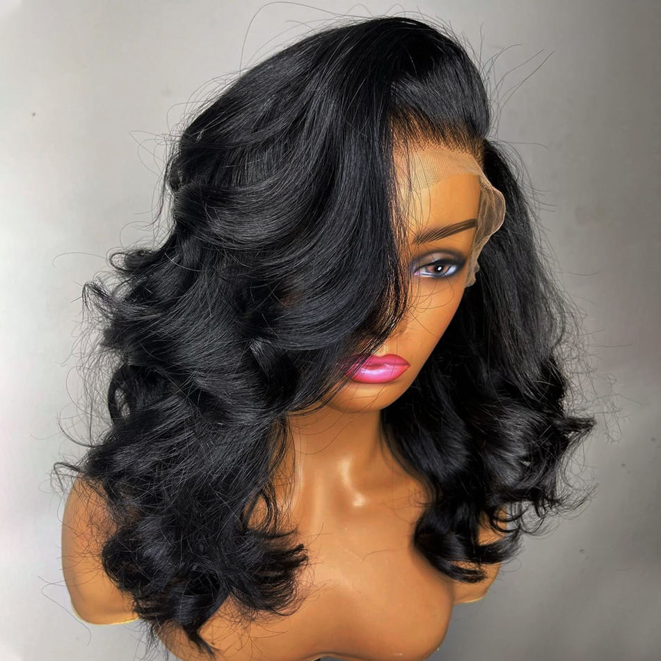 13x6 Body Frontal 13x4 Human Hair Wigs Remy 250% Density Short Water Wave 4x4 Bob Lace Closure Wig for Women
