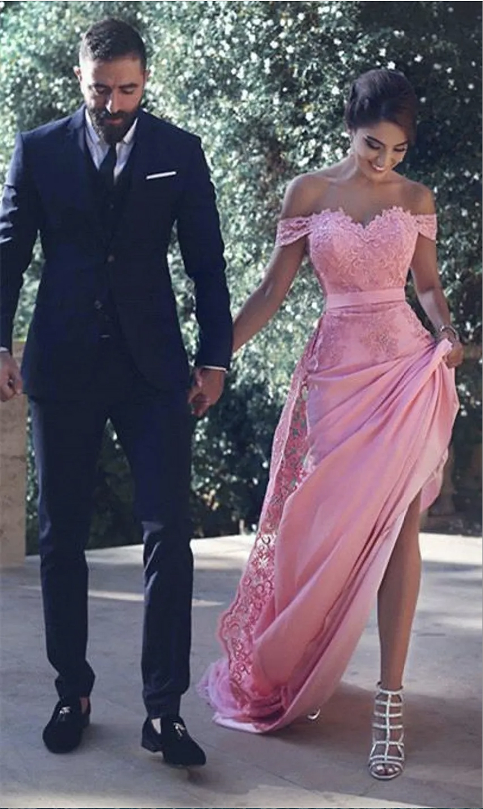 Elegant Fuchsia Off Shoulder Prom Evening Dresses 2023 Mermaid Appliqued Long Maid of Honor Gowns Custom Made 0509