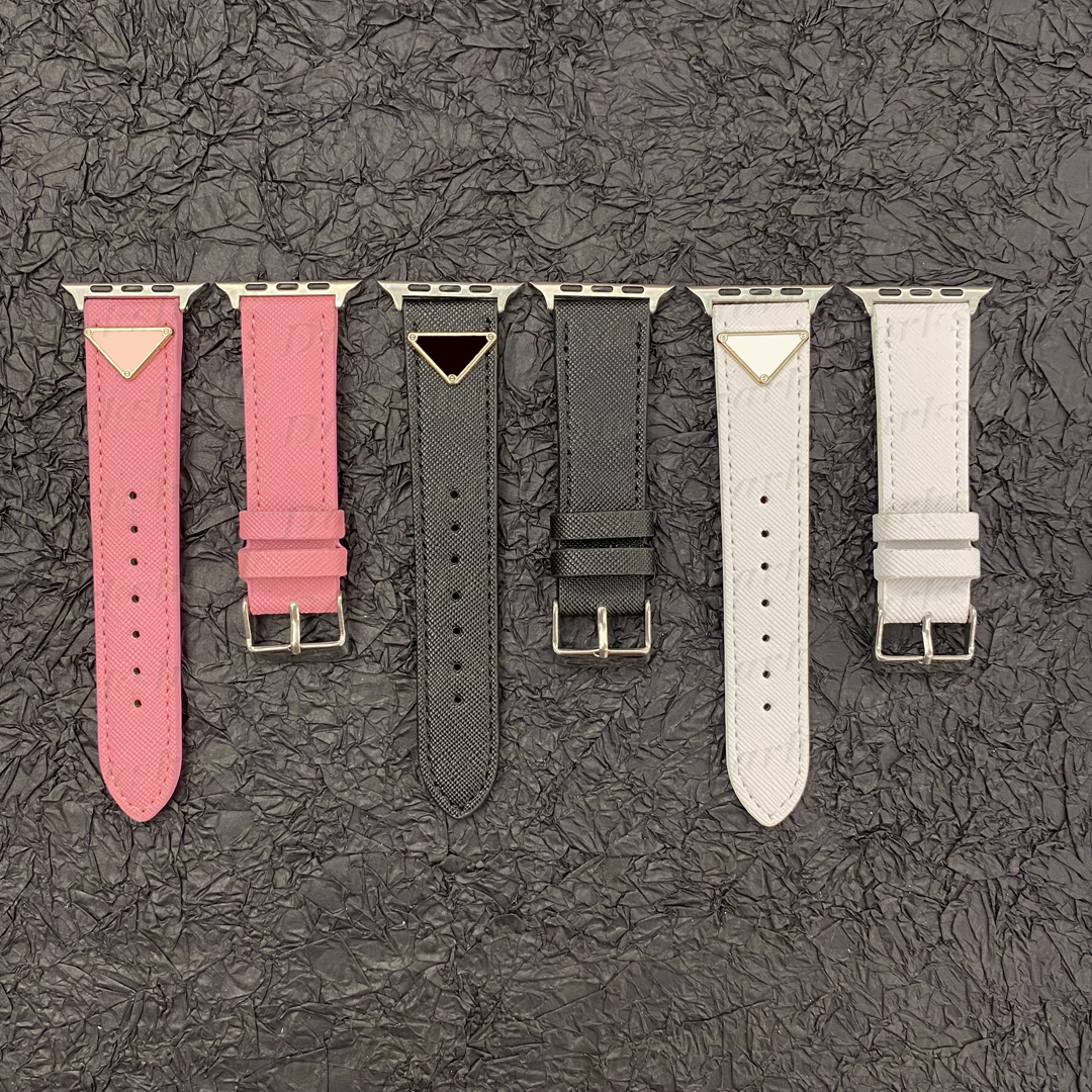 Triangle Designer Leather Watchband for iWatch 8 7 6 5 4 3 SE 38mm 40mm 41mm Replace Wrist Strap 42mm 44mm 45mm 49mm for Apple Watch band Bracelet