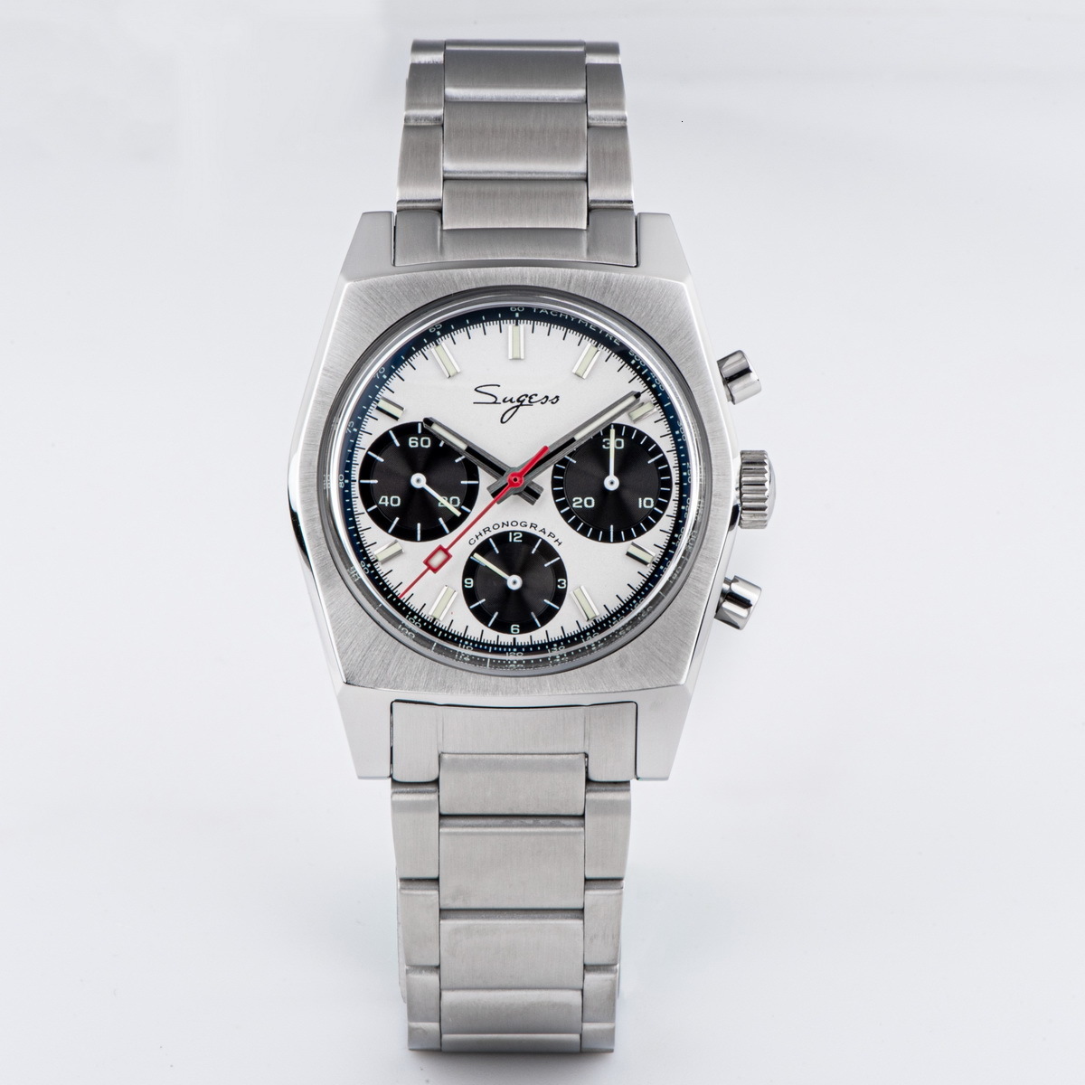 Other Watches Sugess 37mm Chronograph Watch of Men Seagull ST1902 Swanneck Movement Waterproof Mechanical Wristwatches Dome Sapphire 230804