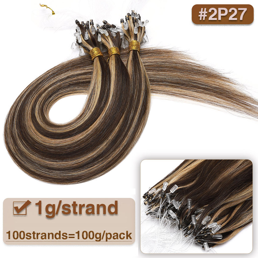 100g Remy Human Micro Bead Hair Extensions Loop Micro Ring Hair Extension Brazilian Virgin Hair Black Brown Blonde Piano 18 613 27 613 Color 14 16 18 