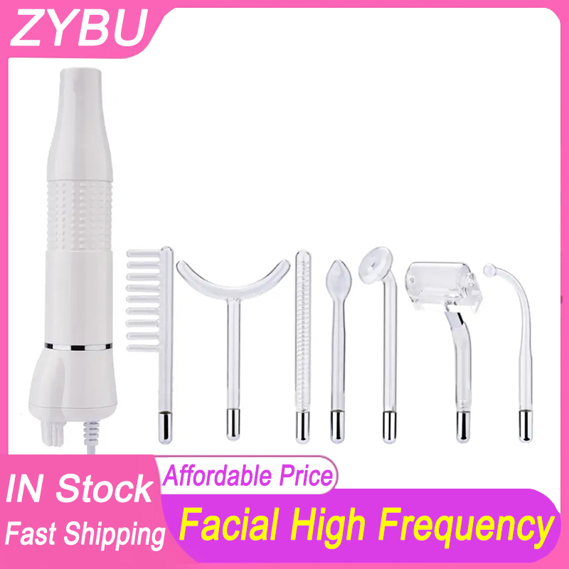Portable Beauty Infrared Device High Frequency Facial Machine Skin Spot Acne Remover Skin Rejuvenation Electrotherapy 7 Electrodes Glass Tubes