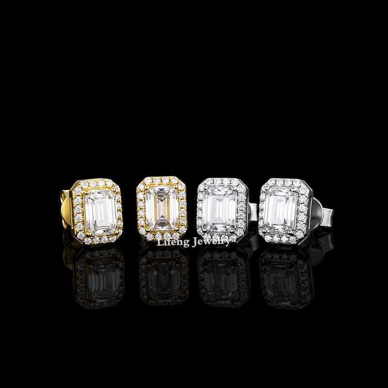 Hip-hop Moissanite Earring White Yellow Color 925 Silver Vvs Baguette Moissanite Stud Earring for Men or Women