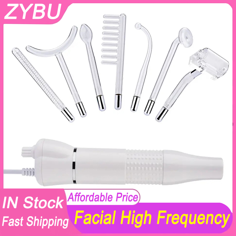 7 In 1 Handheld Ozone High Frequency Skin Therapy Argon Neon Light Wand Tightening Wrinkle Reducing Facial Machine With Comb Home Use Electrotherapy A