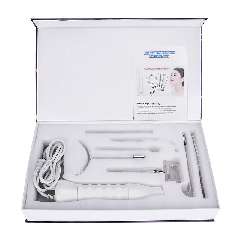 Portable Beauty Infrared Device High Frequency Facial Machine Skin Spot Acne Remover Skin Rejuvenation Electrotherapy 7 Electrodes Glass Tubes