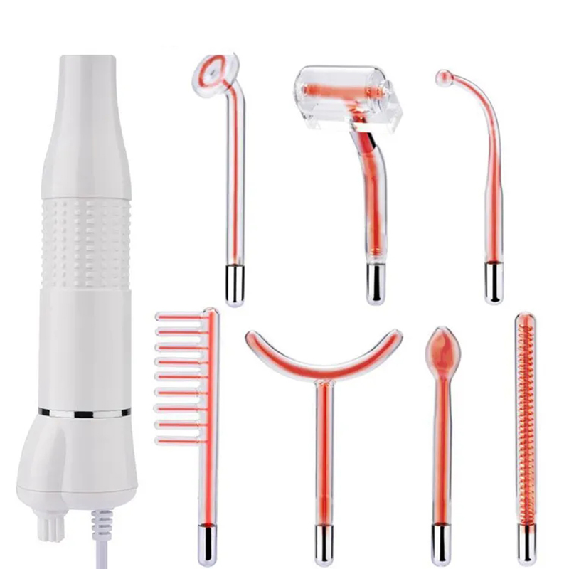7 In 1 Handheld Ozone High Frequency Skin Therapy Argon Neon Light Wand Tightening Wrinkle Reducing Facial Machine With Comb Home Use Electrotherapy A