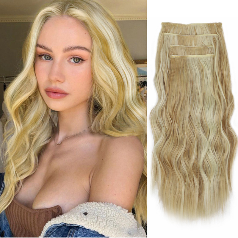 Synthetic Hair Clip In Hair Extensions Body Wave Mechanism Clips On 1B# 99J P85/613# 6A#