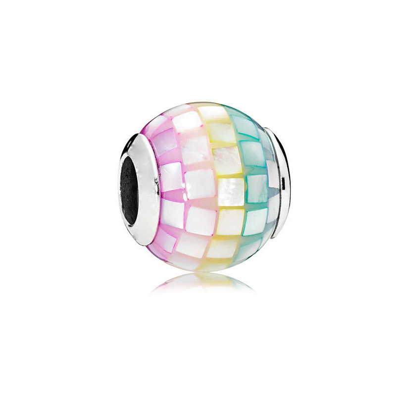 925 Sterling Silver Charm Rainbow Colorful Mosaic Ferri Wheel Fixed Buckle Beaded Bracelet Necklace Shi Isdiy Accessorie Free Shipping