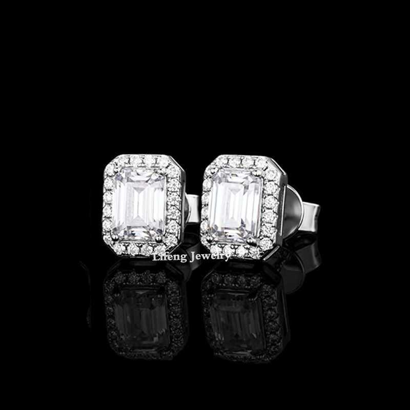 Hip-hop Moissanite Earring White Yellow Color 925 Silver Vvs Baguette Moissanite Stud Earring for Men or Women