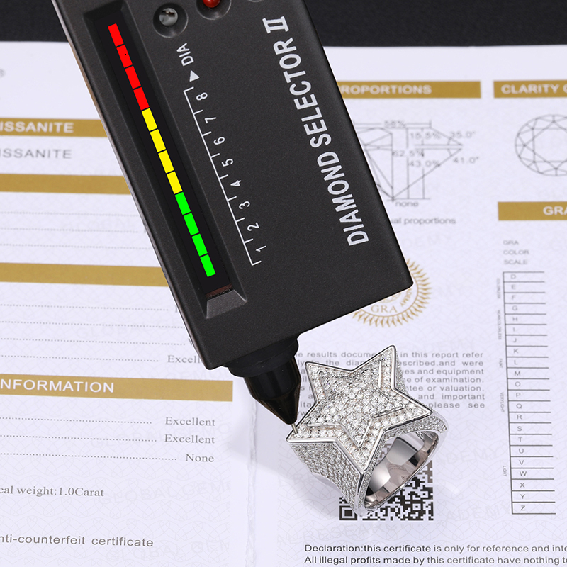 Wedding Rings Fine Jewelry VVS1 With Certificate Star For Men 925 Sterling Silver Hip Hop 230804