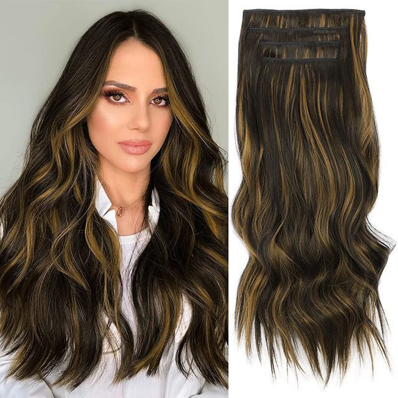 Synthetic Hair Clip In Hair Extensions Body Wave Mechanism Clips On 1B# 99J P85/613# 6A#