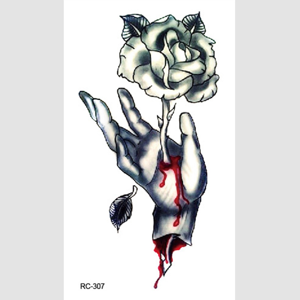 Waterproof Halloween Temporary Tattoos Stickers Zombie Scar Tattoos with Realistic Bloody Makeup Decoration Wound Scary Blood Injury Sticker 2366