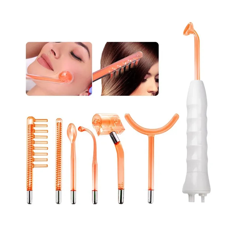 High Frequency Facial Beauty Machines Skin Rejuvenation Spot Removal Wrinkles Firming 7 Electrodes Glass Tubes Face Body Hair Care Electro Therapy Arg