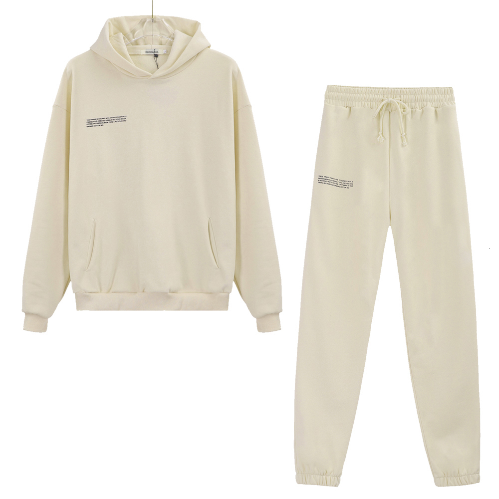 Women s Hoodies Sweatshirts 100 Cotton Solid Two Pieces Sets Sweatsuits Long Track Pant Women and Men Tracksuits Spring Autumn Clothing 230804