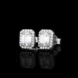 Hip-hop Moissanite Earring White Yellow Color 925 Silver Vvs Baguette Moissanite Stud Earring for Men or Women