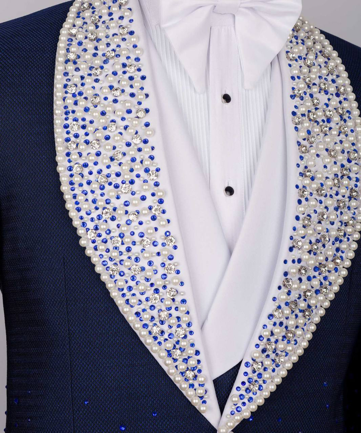 Fashion Men Wedding Suits Shawl Lapel Jacket Beads Pearls Tuxedos 3 Pcs Custom Made Prom Evening Party(Blazer+Pants+Vest)