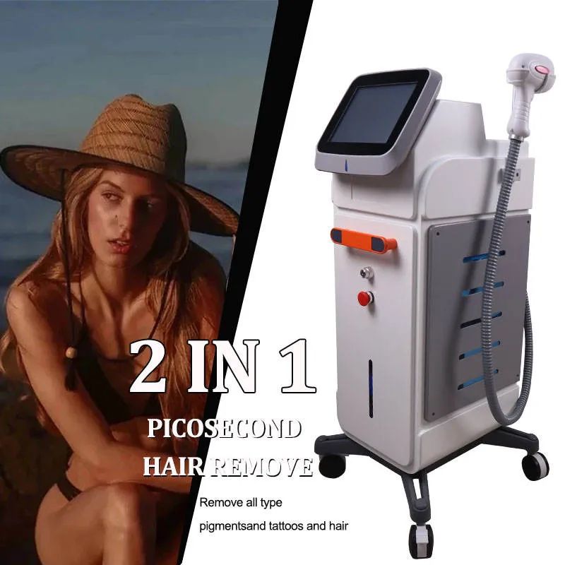 High Powerful 2 In 1 Picosecond Laser Tattoo Removal Beauty Machine 810Nm Removal Permanent Fast Hair Removal Machine Eyebrow Washing Skin Rejuvenatio
