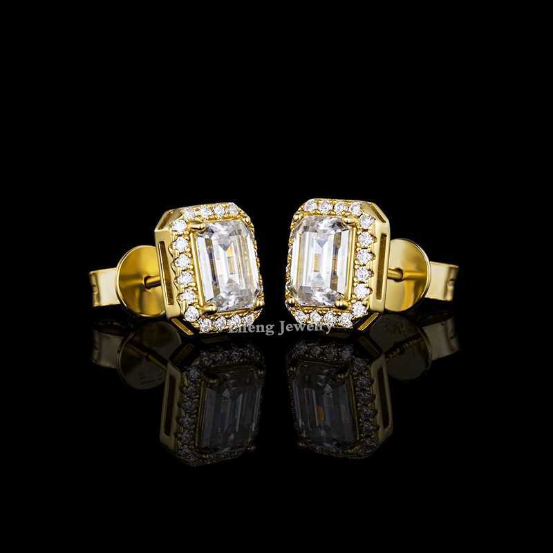 Hip-hop Moissanite Earring White Yellow Color 925 Silver Vvs Baguette Moissanite Stud Earring for Men or Women