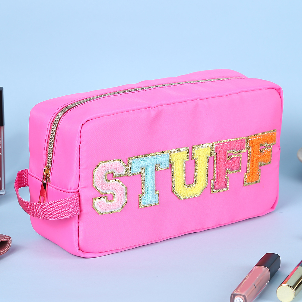 Toiletry Kits Letter Patches Nylon Cosmetic Bag Clutch Women Fashion Travel Make up Bags Pouches Snakes Stuff Makeup 230804