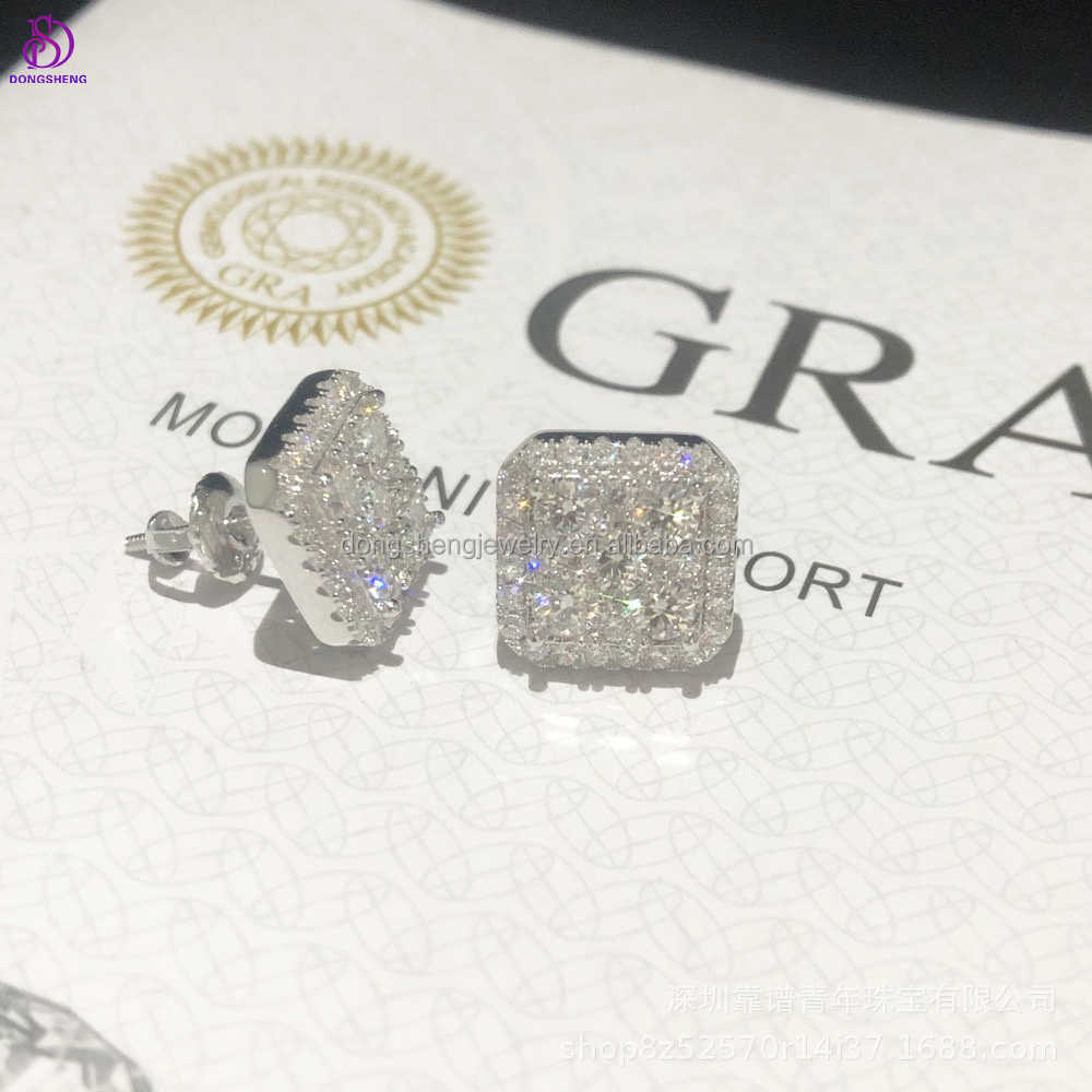 Custom Fashion Finey Jewelry Sterg Sier Earrings Ice Out Vvs Moissanite Dia Earring for Woman