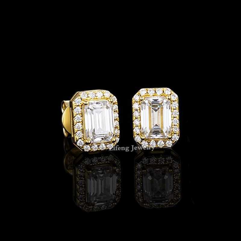 Hip-hop Moissanite Earring White Yellow Color 925 Silver Vvs Baguette Moissanite Stud Earring for Men or Women