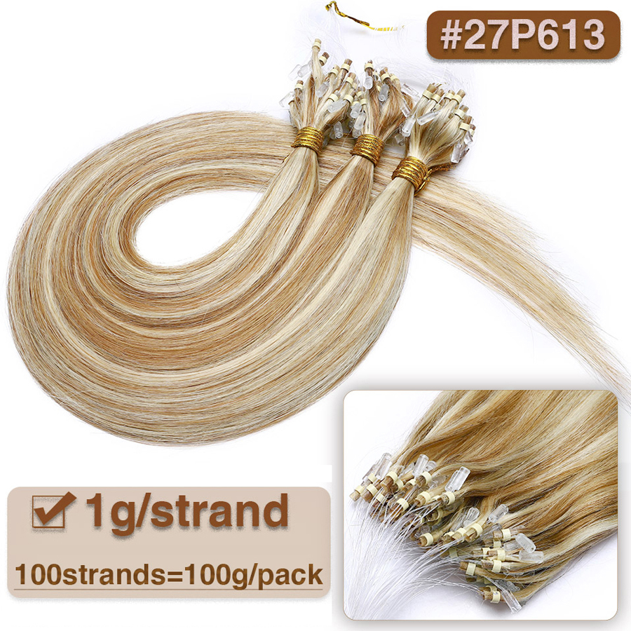 100g Remy Human Micro Bead Hair Extensions Loop Micro Ring Hair Extension Brazilian Virgin Hair Black Brown Blonde Piano 18 613 27 613 Color 14 16 18 